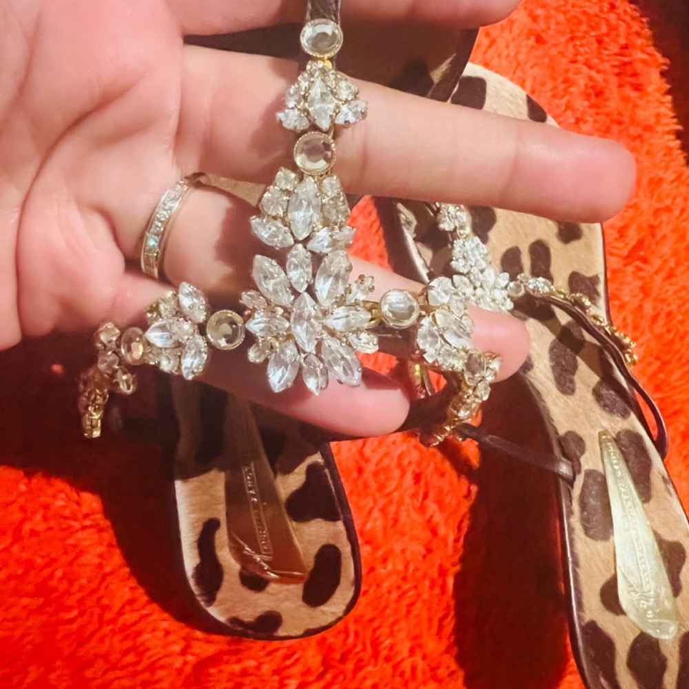 Beautiful Giuseppe Zanotti Vicini thong sandals crystals calf hair Size 39.5 - Picture 2 of 8